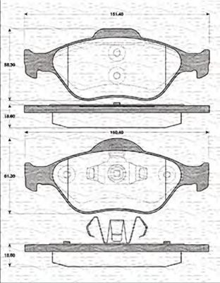 MAGNETI MARELLI 363702161215 -  Комплект тормозных колодок, дисковый тормоз
